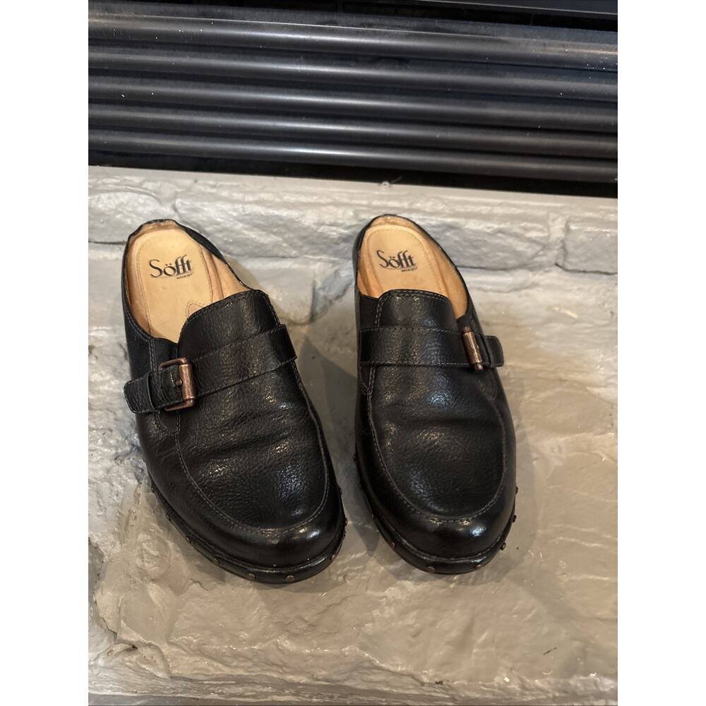 Sofft Womens Mule Leather Slip On Comfort Shoes Clogs Black Stud Detail‎ Size 8M